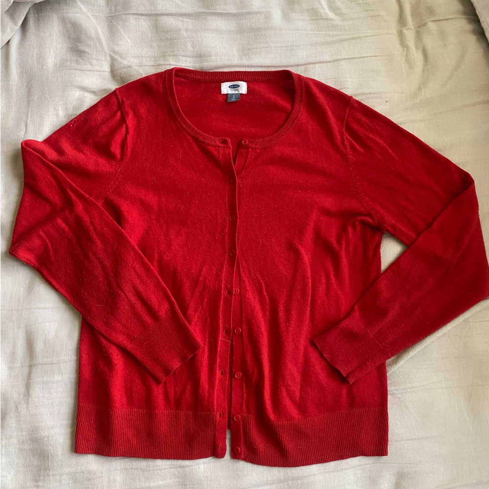 Old Navy Vibrant Red Knit Cardigan